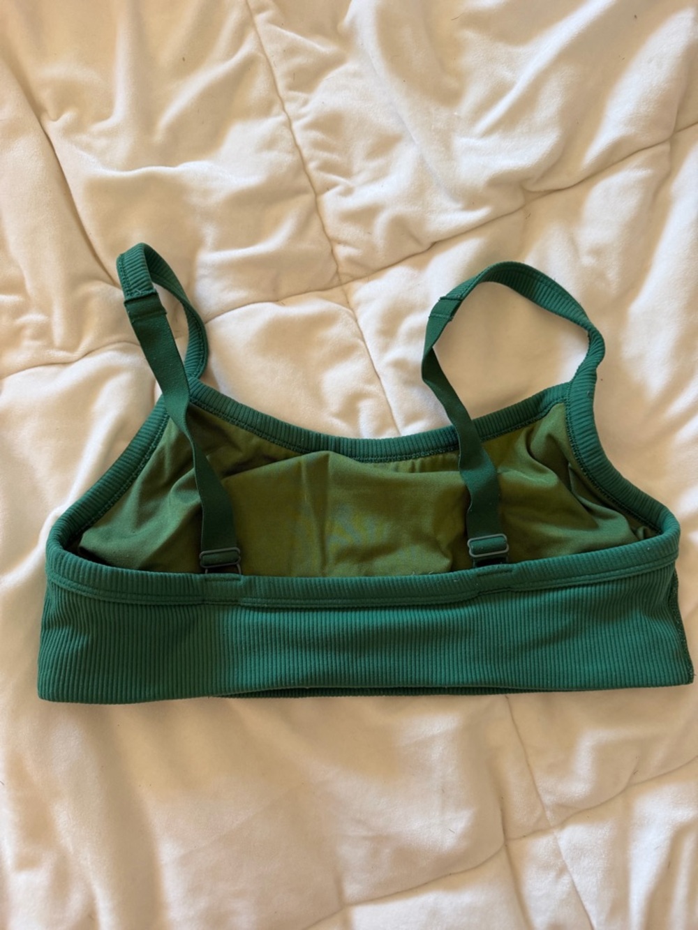 Green Ribbed Sports Bra - Picture 2 of 3